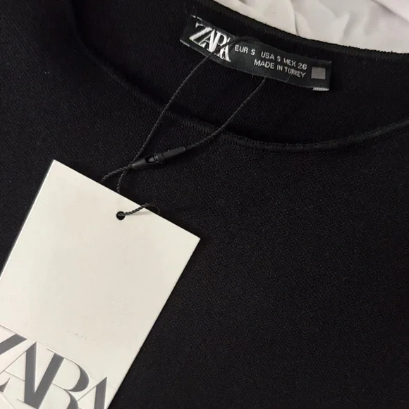Zara Viral Black Mini Dress with White Trim – NWT - Picture 3 of 3